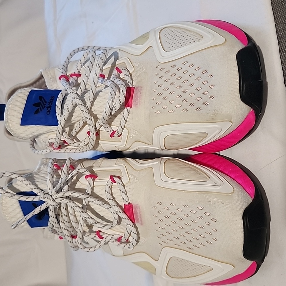 Adidas Women's White and Pink ZX 2K Boost Athletic Shoes